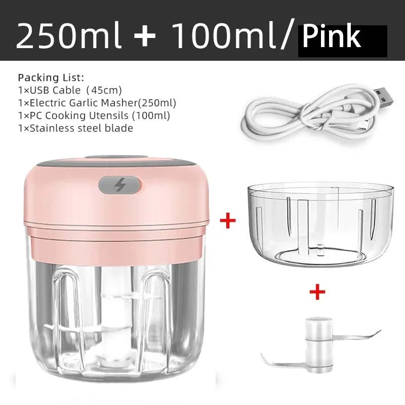 Portable Mini Wireless Electric Garlic Crusher & Chopper - USB Rechargeable Vegetable Masher for Effortless Cooking