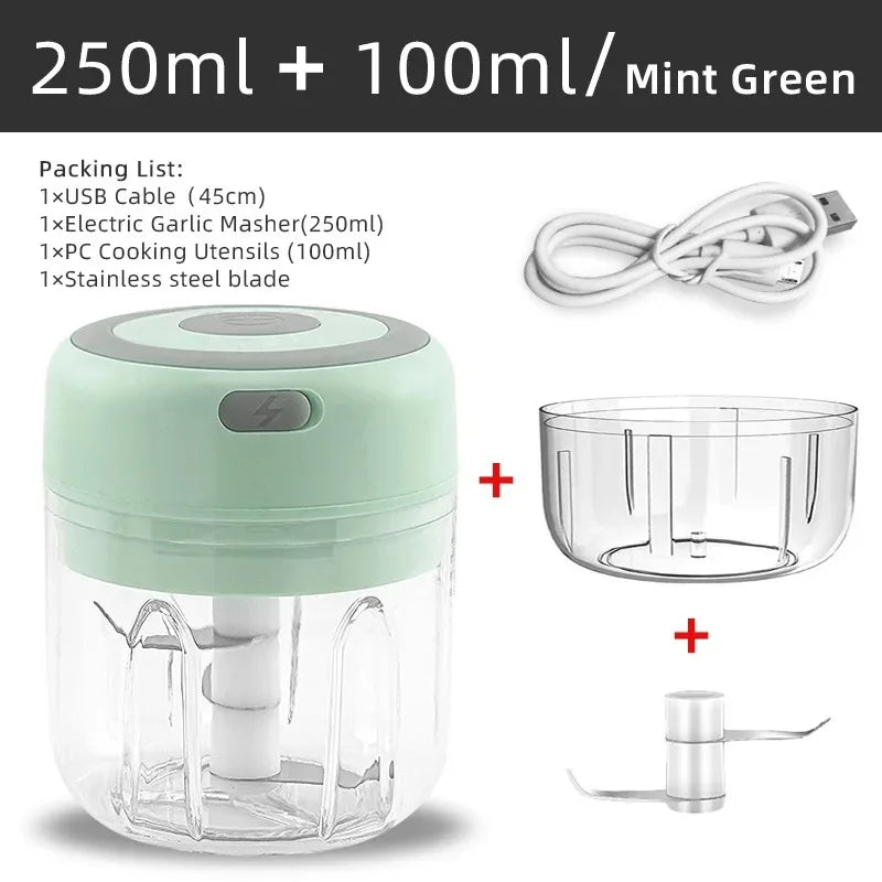 Portable Mini Wireless Electric Garlic Crusher & Chopper - USB Rechargeable Vegetable Masher for Effortless Cooking